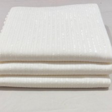Kumaşçıtr Kaymaz Tabanlı Kadife Koltuk, Çekyat Örtüsü - Lüks Çizgili Desenli, Süngerli Ekru Renk 170-205 cm