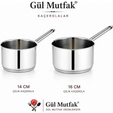 Gül Mutfak 2 Li Paslanmaz Çelik Kaçerola Sosluk Sütlük Seti Tabanlı