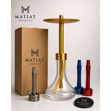 Matiat Tobacco Mg-87 Premium Gold Nargile Takımı | Şeffaf Cam Şişe | Metal Gövde | Modern Tasarım