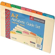 52180 Geri Dönüşümlü Üst Sekme Dosya Kılavuzları, Alfa, 1/5 Tab, Manila/renkli, Yasal (25'li Set)