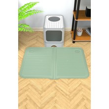 Silikon Mama ve Kum Matı Havuzlu Yıkanabilir Kedi Tuvaleti Önü Kedi Kumu Paspası Büyük Boy 40X60 Yeşil