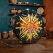 Midex TF-30BK Çift Sıra 8 Zilli Siyah Derili Tef Tamburin 25.5 cm