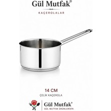 Gül Mutfak Kaçerola Sütlük ve Sosluk Paslanmaz Çelik 14 cm 1 Lt