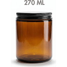 Milea 1 Adet Metal Siyah Kapaklı Amber Cam Mumluk Krem Oda Kokusu Kavanozu 270 ml