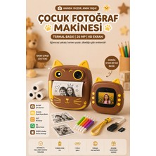 Robeve Çocuk Fotoğraf Makinesi Anında Termal Baskılı – 20 Mp Çift Kameralı, 2.0” Hd Ekranlı, Siyah Beyaz Baskı, Eğitici Oyunlu, Type-C Şarjlı Çocuk Kamerası