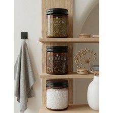 Milea 3'lü Amber Cam Diğer,biber,tuz Baharatlık Seti - Other, Pepper, Salt Yazılı Suya Dayanıklı Etiketli – 3'lü Set / 270 ml