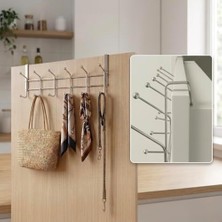 3 Adet Eski Tip Dar Kulaklı Kapı Arkası Askısı, Krom Kapı Arkası Askısı, 12 Topçuklu Askı, Paslanmaz Kapı Üzeri Askı