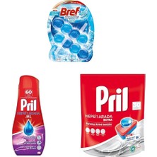 Wc Brilliant Jel Buzul Okyanus Kokulu + Pril Hepsi 1 Arada Jel Standart + Pril Hepsi Bir Arada Tablet Bulaşık Deterjanı 30 Yıkama (1 x 30 Tablet)