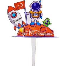 - Uzay Ahşap Pasta Süsü 25 cm
