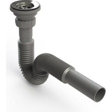 Donau Lüx Paslanmaz Gri Lavabo ve Evye Sifonu 32 mm Çıkışlı