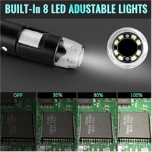 Dijital Mikroskop Kamera, 1000X Büyütme Kapasitesi, 1080P Full Hd Fotoğraf ve Video Kaydı, 8 LED Işıklı Kamera, 360 Derece Dönebilir Gövde, Tüm Telefon ve Bilgisayarlarla Uyumlu Mikroskop Kamera