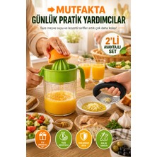 Open Home Concept 2’li Mutfak Seti Narenciye Sıkacağı Sarımsak Ezici Manuel Limonluk 660 ml Pratik Set