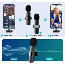 K9-D Type C Lightning (Kablosuz Mikrofon) Dönüştürücülü Tak Çalıştır Telefon Tablet Ipad Tekli Yaka Mikrofonu K9-D