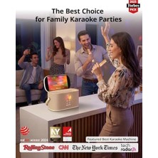 Ikarao Yetişkinler Için Karaoke Makinesi, Şarkı Sözleri Ekranlı, 2 Kendinden Şarjlı Kablosuz Mikrofon, Autotune ve Eq, 140W Hoparlör, Connect Tv, Ev, Aile, Parti, Seyahat Için Taşınabilir Karaoke