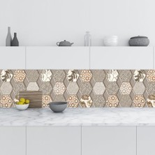 Mutfak Tezgah Arası Folyo Kaplama Folyosu Altıgen Rustik Desen 60X200 cm