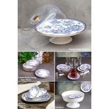 Pinkev Butterfly 23 Parça 6 Kişilik Meyvelikli Seramik Pasta Sunum Tabağı Ve Çay Seti