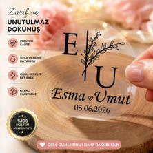 Gmt Ambalaj Özel Gün Nişan-Söz-Nikah 4x4 cm Yapışkanlı Kare Şeffaf Etiket (50 Adet)