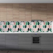 Mutfak Tezgah Arası Folyo Kaplama Folyosu Altıgen Çiçek 60X100 cm