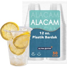 Alacam Şeffat Tek Kullanımlık Plastik Bardak, Soğuk Içecek, Limonata, Meyve Suyu, Parti Bardağı (12 Oz - 350 Ml)