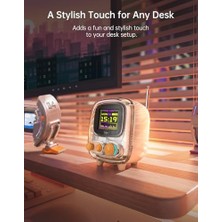 Tiivoo-2 Fm Radyo Bluetooth Hoparlör Çalar Saatli, Art Retro Mini Küçük Sevimli Kablosuz Hoparlör, Dekor Parti Ofis Ev Masası Yatak Odası Mutfak Dış Mekan Için Uygun, Krem
