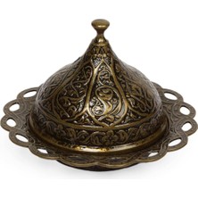 Kubbeli Osmanlı Tasarımlı Şekerlik – Kapaklı Metal Şeker, Çikolata ve Lokum Kabı – Kahve Sunumları Için Dekoratif Şekerlik (Antik Yeşil)