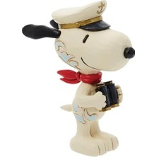 Jim Shore Snoopy Denizci Kaptan Minyatür Heykelciği - Taş Reçine El Yapımı Boyalı Fıstık Snoopy Mini Figürinler Ev Dekorasyonu Heykeli, 9 cm