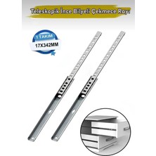 Fimax FMX342 Teleskopik Ince Bilyeli Dolap Çekmece Rayı Sürgüsü Metal En 17 mm Uzunluk 34,2 cm (1 Takım)