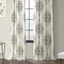 Price Drapes PRTW-D41B-120 Baskılı Pamuk Fitilli Perde (1 Panel), 50 x 120, Kerala Kakao
