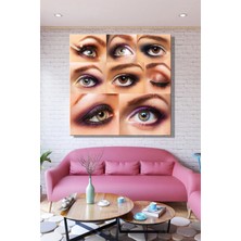 Şehzat Kare Tekli Kanvas Duvar Tablosu Modern Kuaför Güzellik Salonu Makyaj Göz Makeup Renkli Iş