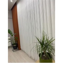 Ekru Petran Tül Perde, Çizgili, 1/2,5 Orta Pileli, 320X250 cm Petran Ekru