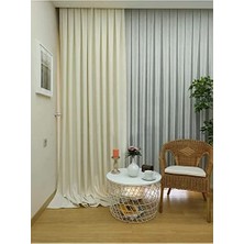 Ekru Düz Renk Pileli Fon Perde, 1/2 Seyrek Pile, Tek Kanat 70 x 250 cm