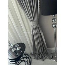%100 Karartma Blackout Sıvama Ultrasonik Kesim Fon Perde 2 Renk Seçeneği 250 x 270 Gri
