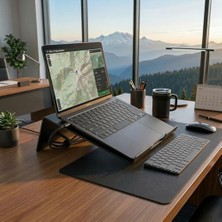 Metal Laptop Standı MacBook Laptop Standı Dizüstü Bilgisayar Yükseltici Stand Notebook Standı Soğutmalı Ergonomik Laptop Yükseltici Masaüstü Stand (Siyah)