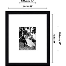 11X14 Siyah Resim Çerçevesi - 5x7 Mat ve 11X14 Mat Olmadan Görüntüler - Kırılmaya Dayanıklı Camlı Kompozit Ahşap - Duvar Için Yatay ve Dikey Formatlar