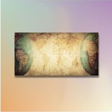 Panoramik Kanvas Tablo Çizgisel Dünya Haritası, 120 x 60