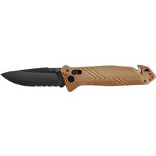 Tb Outdoor Cac Pa6 Saplı Tirbüşonlu Tırtıklı Çakı (Kahverengi)