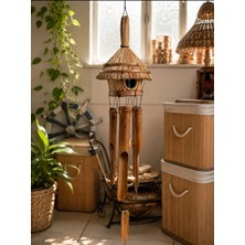 WoodBay Kuş Yuvalı Bambu Rüzgar Çanı Rüzgar Gülü 50 CM