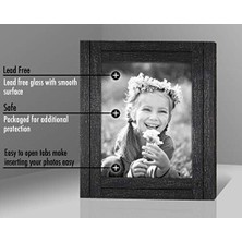 8X10 Rustik Resim Çerçevesi Kömür Siyahı Dokulu Ahşap ve Cilalı Camlı - Duvar ve Masa Üstü Için Yatay ve Dikey Formatlar