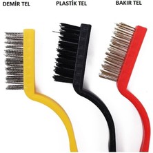 3'lü Set Tel Fırça Yağ Kir Pas Sökücü Temizlik Seti Mutfak Fırın Ocak Lavabo Temizlik Fırçası (Bakır-Demir-Plastik)