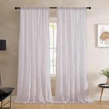 French Connection - Kiralık Ezilmiş, Pencere Perdesi, 2 Panelli Set, Yarı Şeffaf, Modern Ev Dekoru, Oturma Odası, Yemek Odası, Yatak Odası, Yurt Için Perdeler, Ölçüler 127 cm x 160 Cm, Krem Beyaz