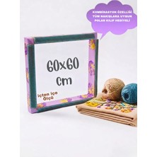 Punchistanbyuyc Lila Çiçekli 60x60 cm Kombinasyon Özellikli Punch ve Tüm Nakışlara Uygun İğneli/Telli Ahşap Kasnak (KILIF HEDİYELİ)