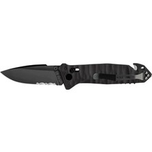 Tb Outdoor Cac G10 Saplı Tirbüşonlu Tırtıklı Çakı (Siyah)