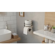 Yapışkanlı Tuvalet Kağıtlığı Tutacağı Askısı Mat Siyah Metal Tuvalet Kağıtlık Yuvarlak Model