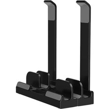 Laptop Stand Dikey ve Eğimli 3 Slotlu Ayarlanabilir Masaüstü Organizer Telefon Tablet Uyumlu Kaymaz Silikon Pedli Ergonomik Masa Düzenleyici Pvc Tpu Alaşım Siyah