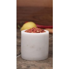 Roza Mermer Baharatlık 8x8 cm Mermer Tuzluk Masaüstü Baharatlık Beyaz
