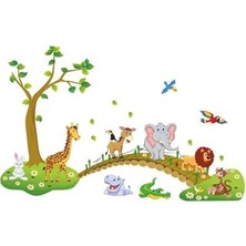 Duvar Çıkartmaları, Çocuk Odası Için Hayvan Figürlü Çıkartmalar, 60X90CM Çıkarılabilir Aslan, Zürafa, Fil Desenli, Orman Temalı Dekoratif Duvar Stickerları
