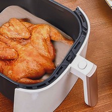 Ozcmax 100 Adet Air Fryer Pişirme Kağıdı Tek Kullanımlık Yağ Su Geçirmez Yapışmaz Deliksiiz Düz Kare Model