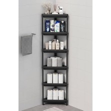 Bliss Store Life 6 Katlı Üçgen Plastik Siyah Banyo Mutfak Rafı MIT1234