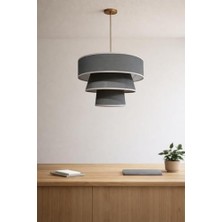 Bliss Store Modern Sarkıt Avize Kumaş 3 Katlı – Minimal Tavan Aydınlatma, Salon Mutfak Yemek Masası Üstü Dekoratif Pendant Light (Düz)