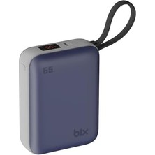 Bliss Store Bix PB120 20000MAH Pd 65W Cep Boyu Kompakt Tasarımlı Dijital Göstergeli Powerbank Taşınabilir Süper Hızlı Şarj Cihazı (Mavi)